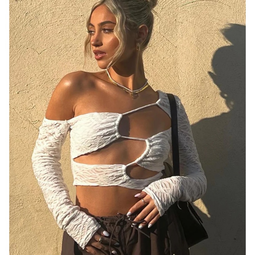 Whitefox white crop top size medium